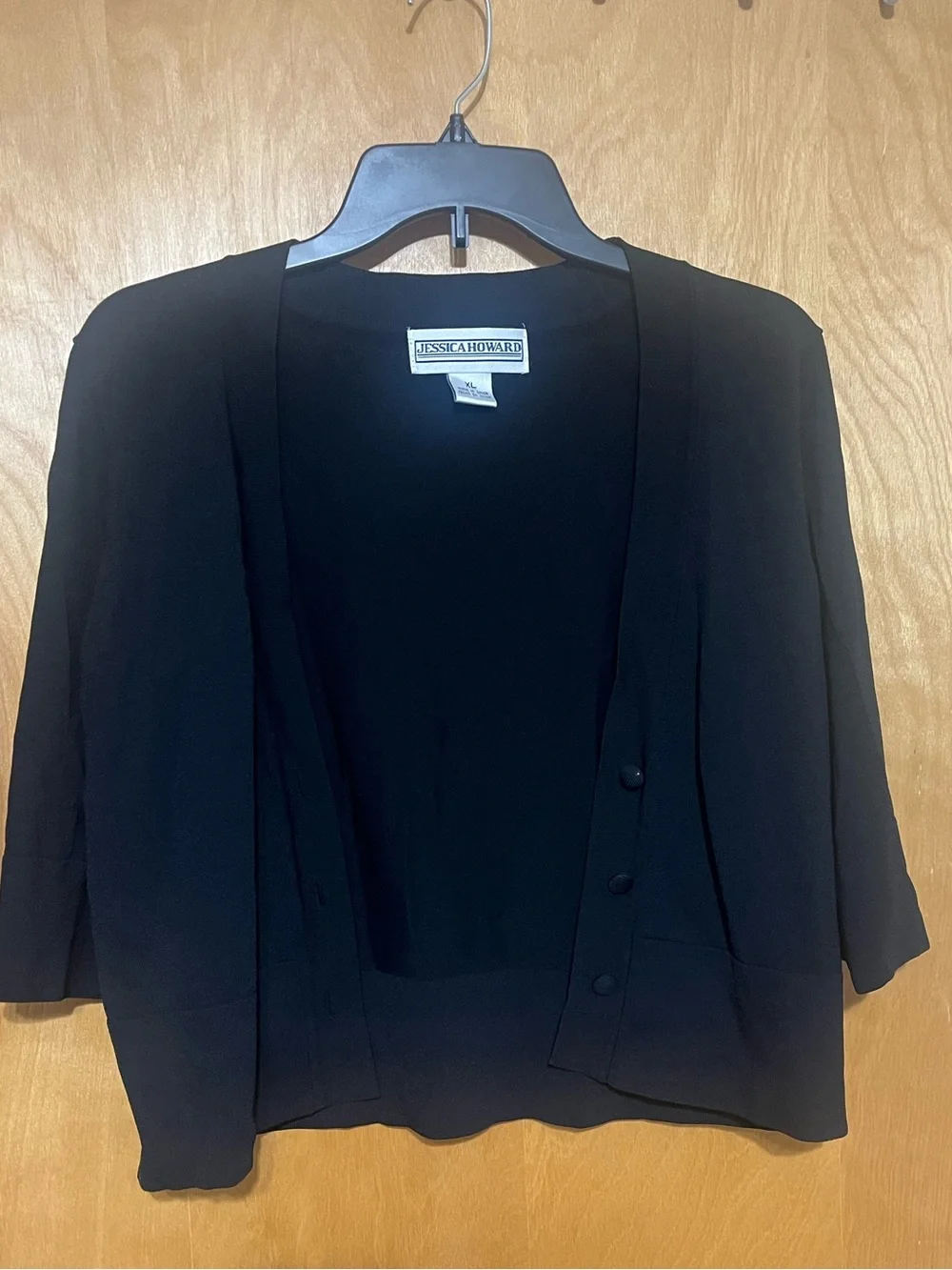 Jessica Howard Black 3 Button Women’s Shrug Cardigan XL